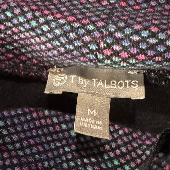 T by Talbots Medium Jacket Pullover Cowl Neck Long Sleeves Stretch Geometric - Picture 8 of 9
